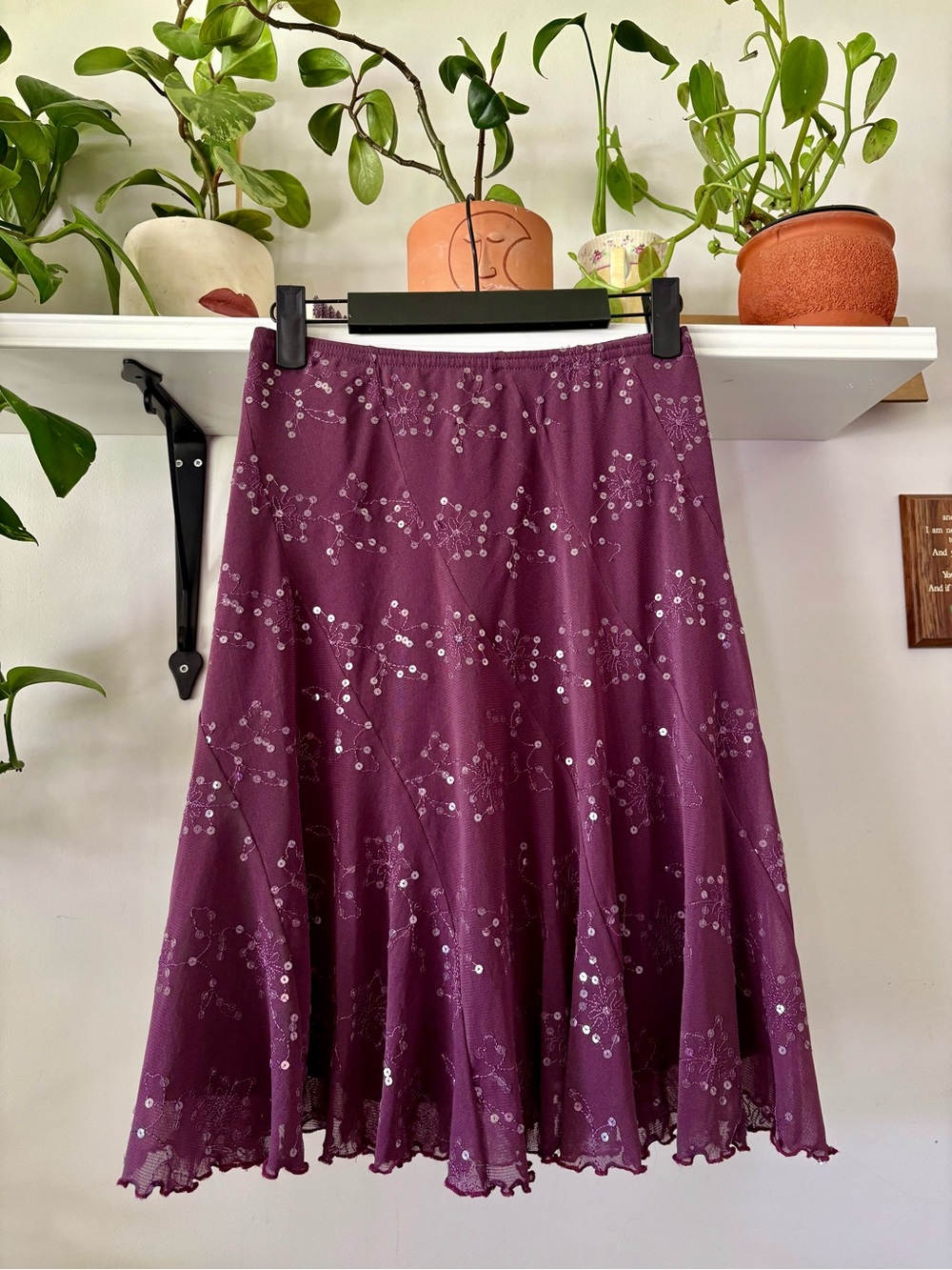 Plum Skirt with Sequin Detail